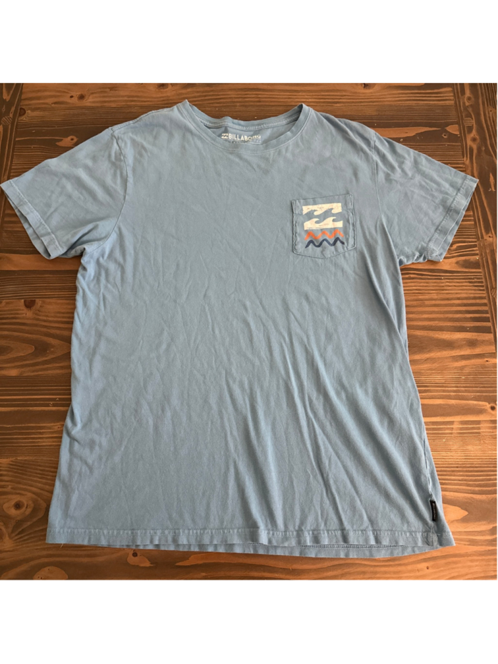 Billabong Men's XL Blue Pocket T Shirt Wave Graphic 100% Cotton Surf